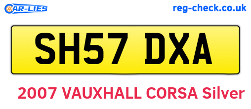 SH57DXA are the vehicle registration plates.