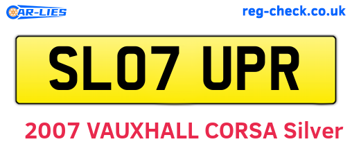 SL07UPR are the vehicle registration plates.