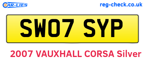 SW07SYP are the vehicle registration plates.