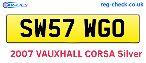 SW57WGO are the vehicle registration plates.