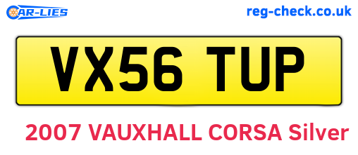VX56TUP are the vehicle registration plates.
