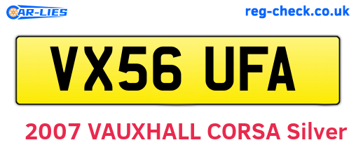VX56UFA are the vehicle registration plates.
