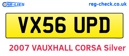 VX56UPD are the vehicle registration plates.