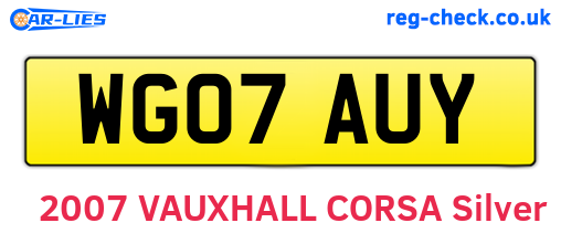 WG07AUY are the vehicle registration plates.
