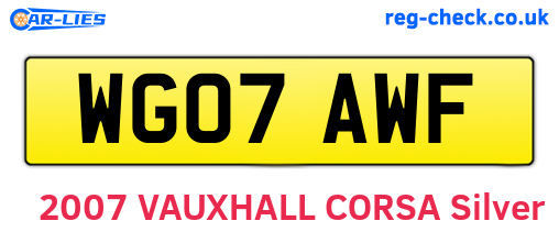 WG07AWF are the vehicle registration plates.