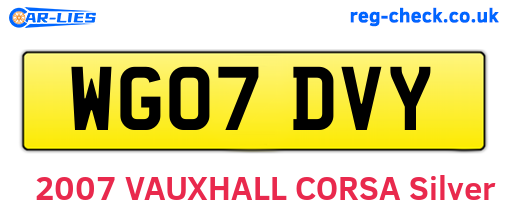 WG07DVY are the vehicle registration plates.