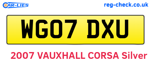 WG07DXU are the vehicle registration plates.
