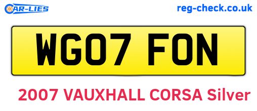 WG07FON are the vehicle registration plates.