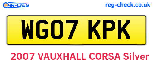 WG07KPK are the vehicle registration plates.