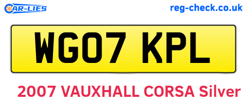 WG07KPL are the vehicle registration plates.