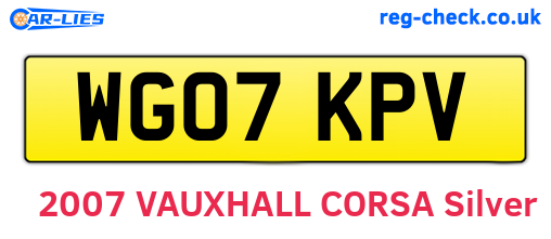 WG07KPV are the vehicle registration plates.