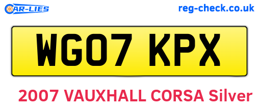 WG07KPX are the vehicle registration plates.