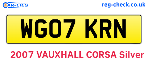 WG07KRN are the vehicle registration plates.