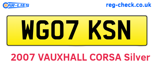 WG07KSN are the vehicle registration plates.