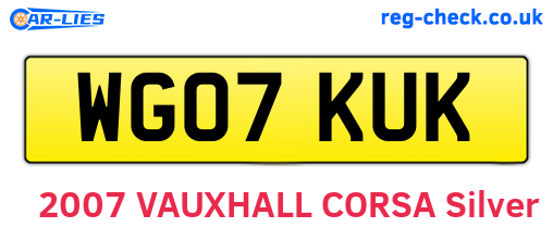 WG07KUK are the vehicle registration plates.