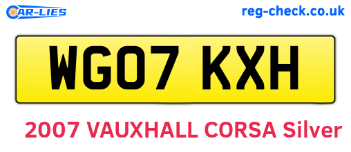 WG07KXH are the vehicle registration plates.