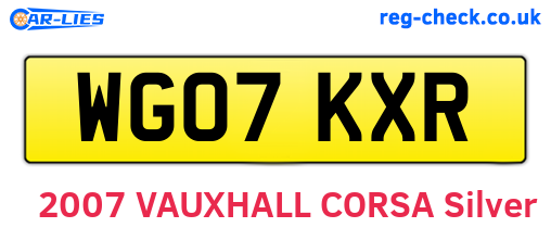 WG07KXR are the vehicle registration plates.