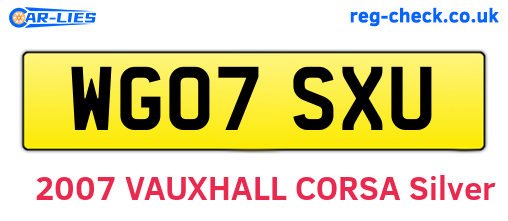 WG07SXU are the vehicle registration plates.