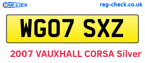 WG07SXZ are the vehicle registration plates.