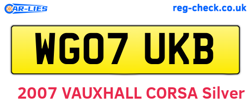 WG07UKB are the vehicle registration plates.