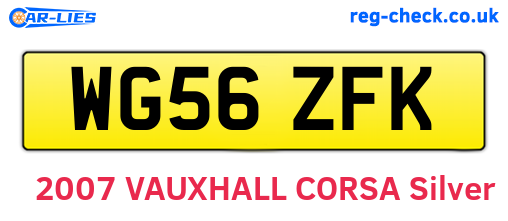 WG56ZFK are the vehicle registration plates.