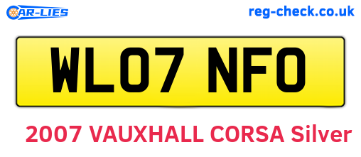 WL07NFO are the vehicle registration plates.