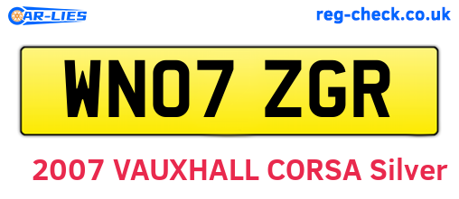 WN07ZGR are the vehicle registration plates.