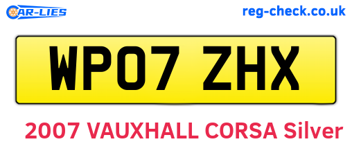 WP07ZHX are the vehicle registration plates.