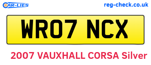 WR07NCX are the vehicle registration plates.