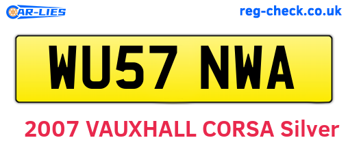 WU57NWA are the vehicle registration plates.