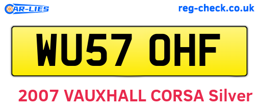WU57OHF are the vehicle registration plates.
