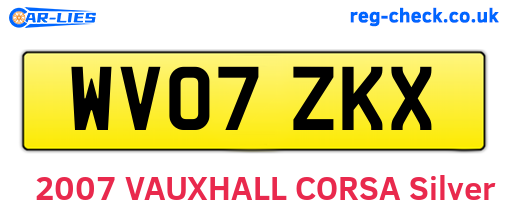 WV07ZKX are the vehicle registration plates.
