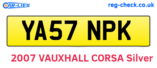 YA57NPK are the vehicle registration plates.