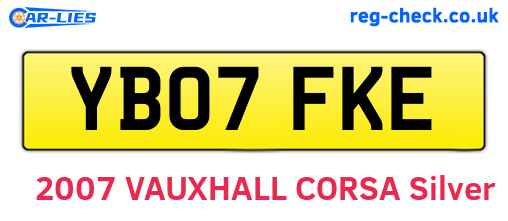 YB07FKE are the vehicle registration plates.