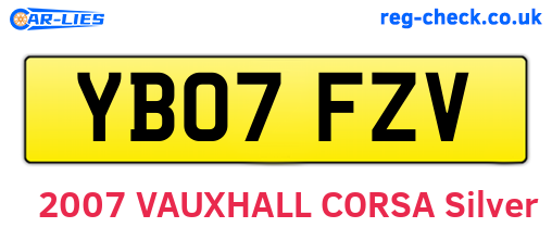 YB07FZV are the vehicle registration plates.