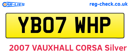 YB07WHP are the vehicle registration plates.
