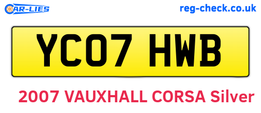 YC07HWB are the vehicle registration plates.