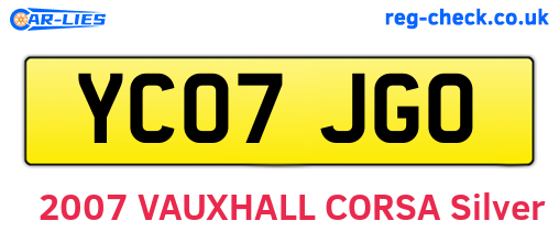YC07JGO are the vehicle registration plates.