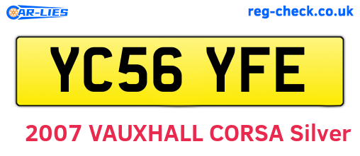 YC56YFE are the vehicle registration plates.