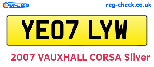YE07LYW are the vehicle registration plates.