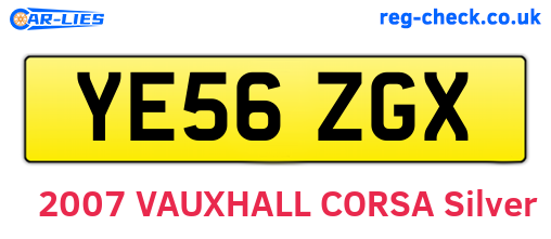 YE56ZGX are the vehicle registration plates.