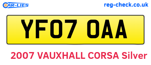YF07OAA are the vehicle registration plates.