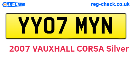 YY07MYN are the vehicle registration plates.