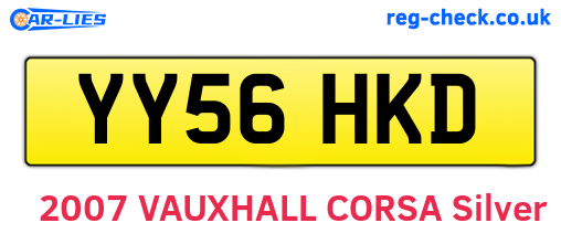YY56HKD are the vehicle registration plates.
