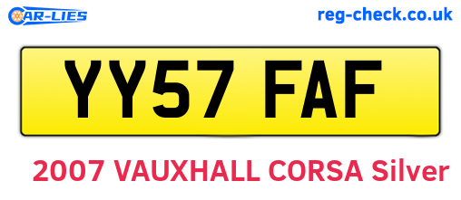 YY57FAF are the vehicle registration plates.