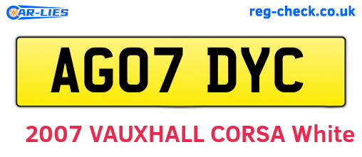 AG07DYC are the vehicle registration plates.