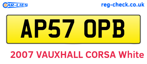 AP57OPB are the vehicle registration plates.