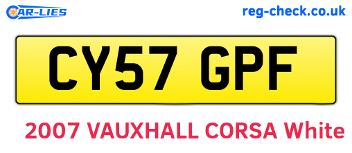 CY57GPF are the vehicle registration plates.