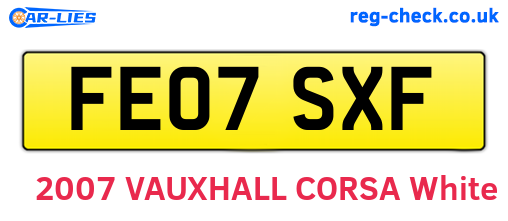 FE07SXF are the vehicle registration plates.