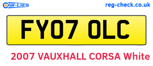 FY07OLC are the vehicle registration plates.